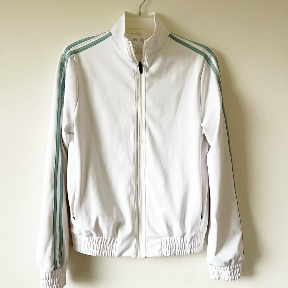 Splits59 White Track Jacket with Green Stripes Size S